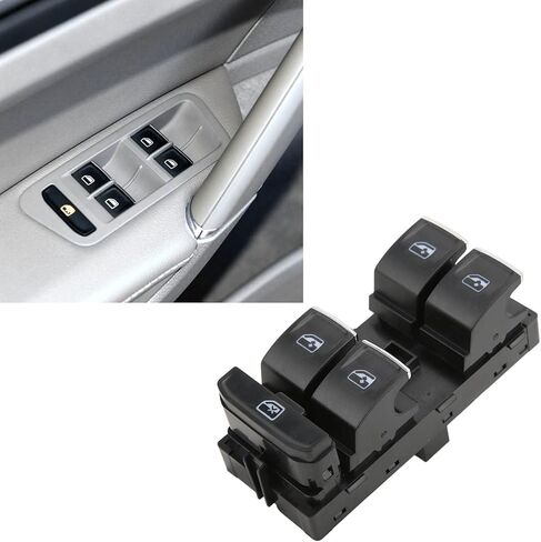 مفتاح نافذة الطاقة، 5GG959857A 5G0959857C 5G0959857E بديل المفتاح الرئيسي للنافذة الأمامية للسائق لـ Mk7 2014 2018 أسود in Saudi Arabia