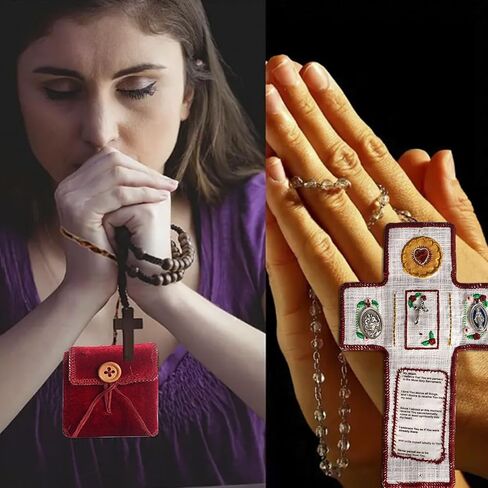 2025 Handmade Catholic Pocket Shrine with Built-in Silver Cross - Travel Altars, Spiritual Shelters and Meaningful Christian Gifts - Encourage Christian Spiritual Gifts for Church Friends and Family in Saudi Arabia