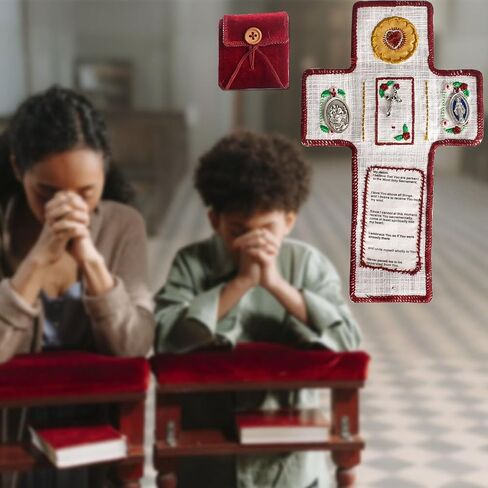 2025 Handmade Catholic Pocket Shrine with Built-in Silver Cross - Travel Altars, Spiritual Shelters and Meaningful Christian Gifts - Encourage Christian Spiritual Gifts for Church Friends and Family in Saudi Arabia