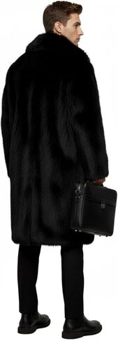 Gihuo معطف الفرو الرجال فو الفراء معطف طويل جاكيت من الصوف رجالي الشتاء التلبيب سترة معطف دافئ مفتوح الجبهة سترة in Kuwait