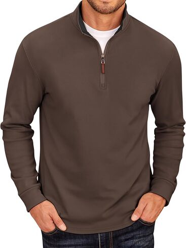 COOFANDY Men's Fleece Quarter Zip Pullover Long Sleeve Mock Neck Sweatshirt in Saudi Arabia