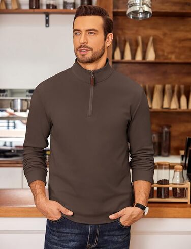 COOFANDY Men's Fleece Quarter Zip Pullover Long Sleeve Mock Neck Sweatshirt in Saudi Arabia