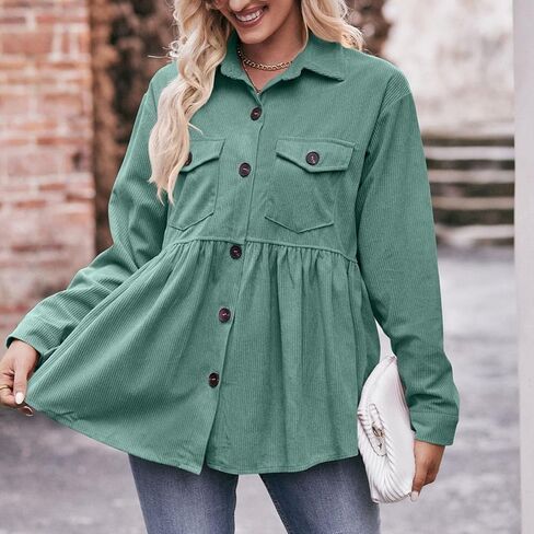 Oversized Waffle Knit Shirt Women Button Down Lapel Long Sleeve Shackets Jacket Daily Business Casual Barn Tops in Saudi Arabia