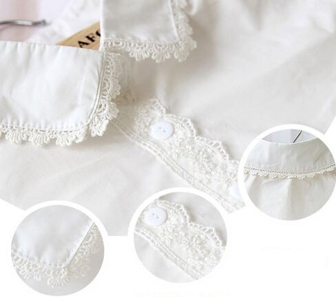 Half Shirt Detachable Fake False Faux Collar Cuff Cotton Lace Collar for Girl and Women in Saudi Arabia