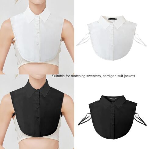 Fake Collar Classic Chiffon Detachable Dickey Collar Blouse Half Shirts for Women & Girls Size S-XL in Saudi Arabia