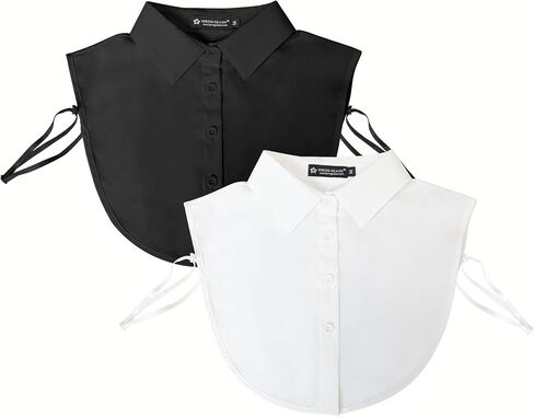 Fake Collar Classic Chiffon Detachable Dickey Collar Blouse Half Shirts for Women & Girls Size S-XL in Saudi Arabia