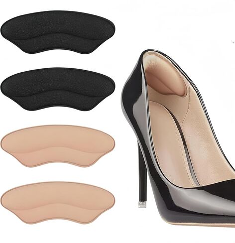 2 Pairs Heel Pads for Shoe Too Big Filler Men Women Improved Shoe Fit and Comfort (Black & Beige) in Saudi Arabia