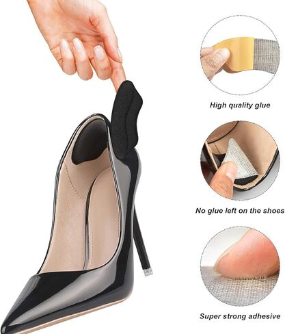 2 Pairs Heel Pads for Shoe Too Big Filler Men Women Improved Shoe Fit and Comfort (Black & Beige) in Saudi Arabia