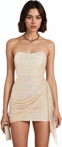 فساتين العودة للوطن ذات الترتر اللامع بدون حمالات، فستان قصير للحفلات الراقصة، فساتين حفلات الكوكتيل الرسمية in Kuwait