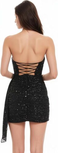 فساتين العودة للوطن ذات الترتر اللامع بدون حمالات، فستان قصير للحفلات الراقصة، فساتين حفلات الكوكتيل الرسمية in Kuwait