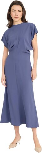 Recycled Fibers Fabric | Crew Neck Short Sleeve Midi Blouson Bodice | Womens Dresses in Saudi Arabia