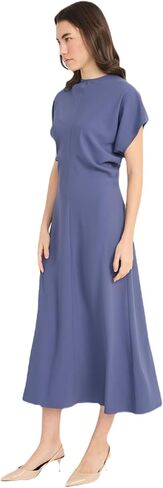 Recycled Fibers Fabric | Crew Neck Short Sleeve Midi Blouson Bodice | Womens Dresses in Saudi Arabia