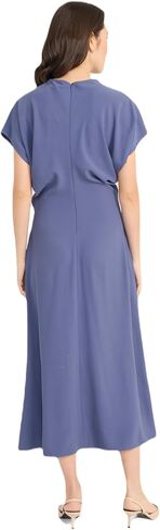 Recycled Fibers Fabric | Crew Neck Short Sleeve Midi Blouson Bodice | Womens Dresses in Saudi Arabia