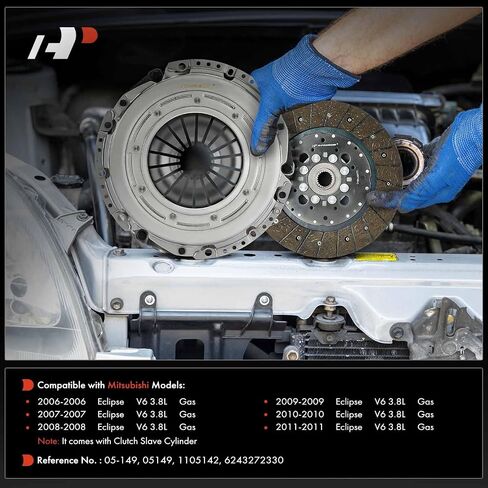 A-Premium Transmission Clutch Kit with Clutch Slave Cylinder Compatible with Mitsubishi Eclipse 2006-2011 3.8L, Replace# 6243272330 in Saudi Arabia