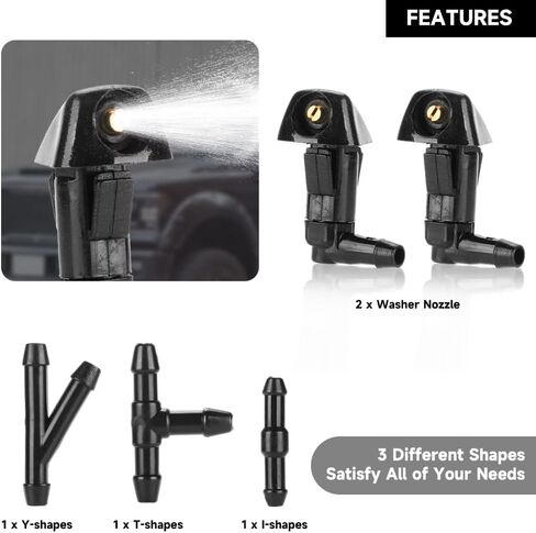 Windshield Washer Nozzles Wiper Spray Nozzle with 3 pcs Connectors - Compatible for Honda Accord 2003-2007 for Honda Ridgeline 2006-2014 for Acura TL 2004-2008 - Replace Part 76815-SDA-A11 - Set of 2 in Saudi Arabia
