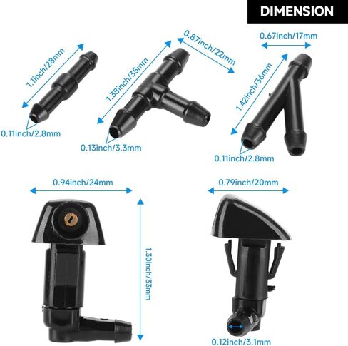 Windshield Washer Nozzles Wiper Spray Nozzle with 3 pcs Connectors - Compatible for Honda Accord 2003-2007 for Honda Ridgeline 2006-2014 for Acura TL 2004-2008 - Replace Part 76815-SDA-A11 - Set of 2 in Saudi Arabia