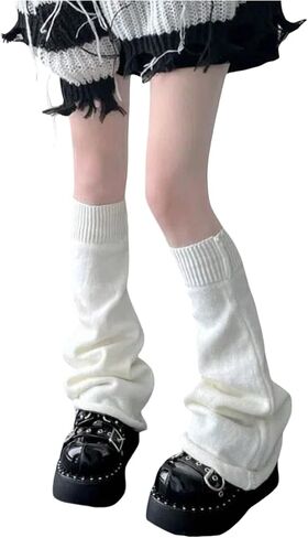 Women's Knitted Leg Warmers Kawaii Preppy Long Boot Socks Emo Lolita Harajuku Accessories in Saudi Arabia
