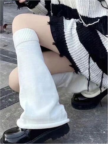 Women's Knitted Leg Warmers Kawaii Preppy Long Boot Socks Emo Lolita Harajuku Accessories in Saudi Arabia