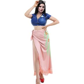 Women's Anime Cosplay Costume with Top and Wrap Skirt Halloween Cosplay Two-Piece Set in Saudi Arabia