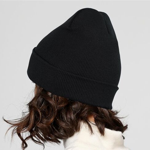 Black Beanie for Men Women Winter Hat, Warm Skull Cap Knit Cuffed Beanies Knitted Hats Dad Birthday Father's Day in Saudi Arabia