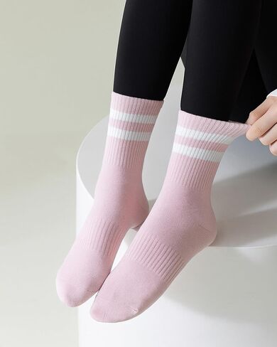 Women's Cotton Crew Socks-Soft Cozy Striped Socks-Lightweight Breathable Casual Socks 6 Pairs in Saudi Arabia
