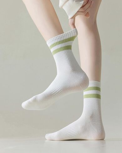 Women's Cotton Crew Socks-Soft Cozy Striped Socks-Lightweight Breathable Casual Socks 6 Pairs in Saudi Arabia