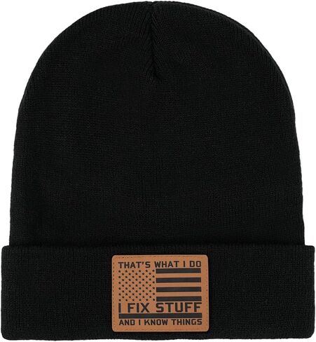 Black Beanie for Men Women Winter Hat, Warm Skull Cap Knit Cuffed Beanies Knitted Hats Dad Birthday Father's Day in Saudi Arabia