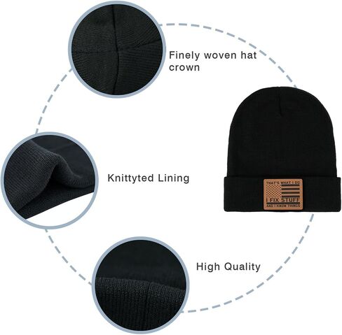 Black Beanie for Men Women Winter Hat, Warm Skull Cap Knit Cuffed Beanies Knitted Hats Dad Birthday Father's Day in Saudi Arabia