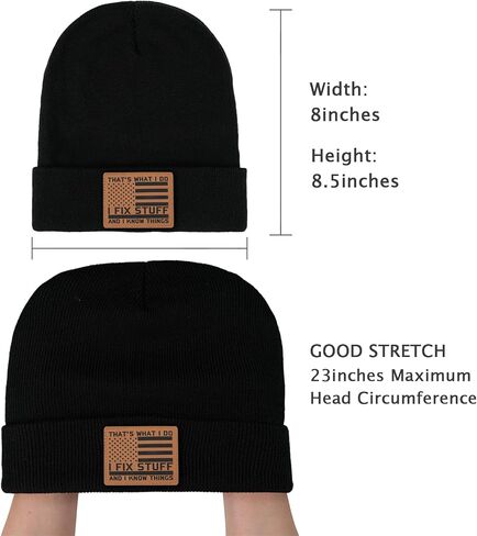 Black Beanie for Men Women Winter Hat, Warm Skull Cap Knit Cuffed Beanies Knitted Hats Dad Birthday Father's Day in Saudi Arabia