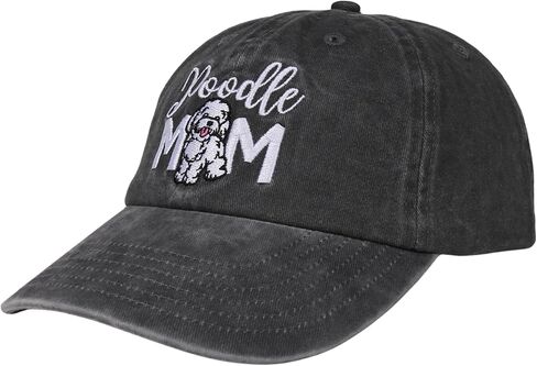 InnoBeta Poodle Gifts Cap for Women - Adjustable Vintage Washed Cotton Embroidered Hat - Dog Mom Pet Lover Gift - Grey in Saudi Arabia
