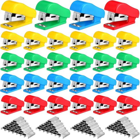 Mini Stapler with Staples, Portable Multicolor Small Stapler, Hand Held Desk Staplers, Cute Office Supply Set for Office College, 4 Colors(30 Pieces) in Saudi Arabia