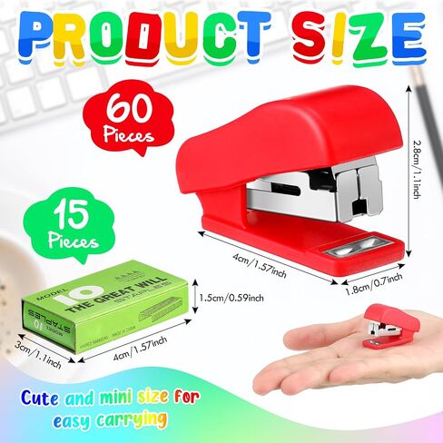 Mini Stapler with Staples, Portable Multicolor Small Stapler, Hand Held Desk Staplers, Cute Office Supply Set for Office College, 4 Colors(30 Pieces) in Saudi Arabia