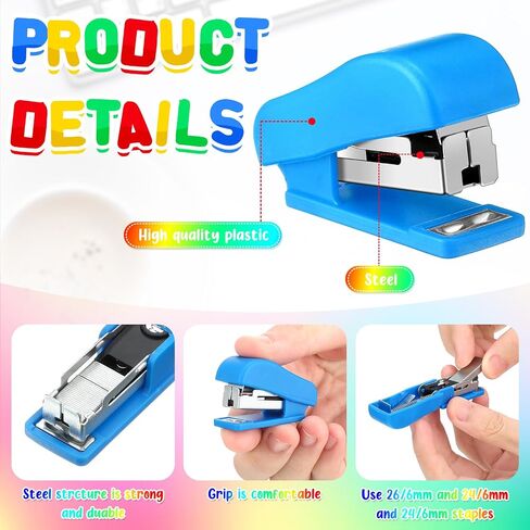 Mini Stapler with Staples, Portable Multicolor Small Stapler, Hand Held Desk Staplers, Cute Office Supply Set for Office College, 4 Colors(30 Pieces) in Saudi Arabia