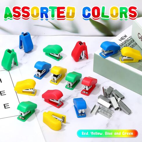 Mini Stapler with Staples, Portable Multicolor Small Stapler, Hand Held Desk Staplers, Cute Office Supply Set for Office College, 4 Colors(30 Pieces) in Saudi Arabia