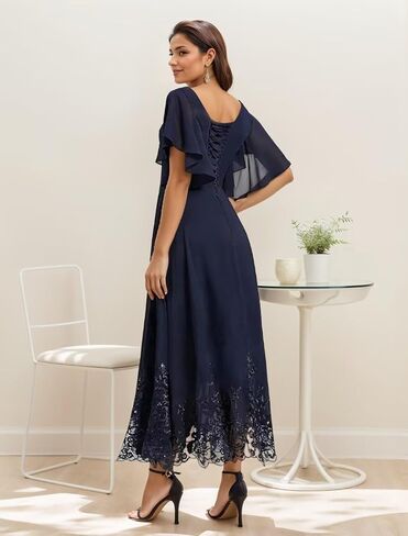 Tea Length Mother of The Bride Dresses for Wedding Chiffon Lace Formal Dresses for Women 2025 Elegant in Saudi Arabia