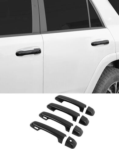 8 قطع غطاء مقبض الباب مع فتحات مفاتيح ذكية لسيارة Toyota 4Runner 4WD 2010-2023 2024 ملحقات السيارة مقابض الأبواب الخارجية (ألياف الكربون) in Kuwait
