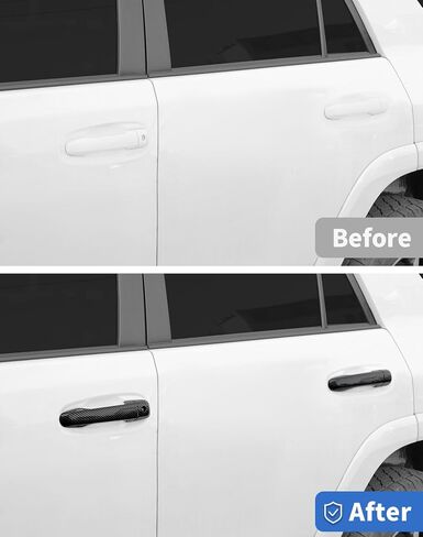 8 قطع غطاء مقبض الباب مع فتحات مفاتيح ذكية لسيارة Toyota 4Runner 4WD 2010-2023 2024 ملحقات السيارة مقابض الأبواب الخارجية (ألياف الكربون) in Kuwait