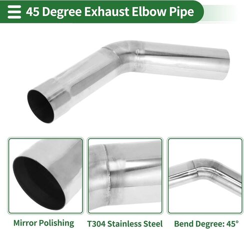 Motoforti 2.25" OD 45 Degree Mandrel Exhaust Tube Car Exhaust Pipe Mandrel Bend DIY Custom Tubing Pipe 7.5" Leg Length T304 Stainless Steel Silver Tone in Saudi Arabia