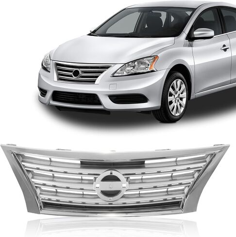 Perfit Liner Front Silver Black Grille Grill With Chrome Molding Compatible With 2013-2015 NISSAN Sentra Fits NI1200252 623103SH0A in Saudi Arabia