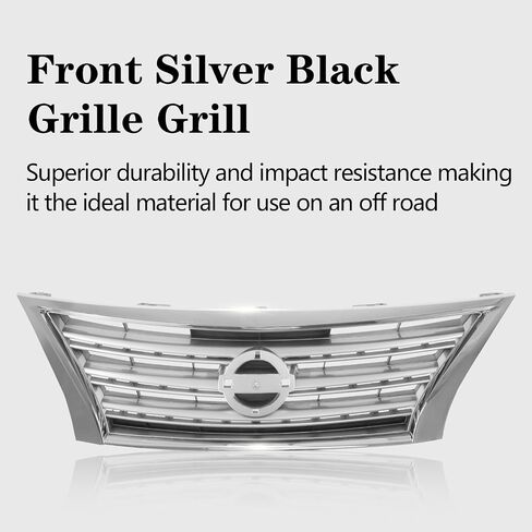 Perfit Liner Front Silver Black Grille Grill With Chrome Molding Compatible With 2013-2015 NISSAN Sentra Fits NI1200252 623103SH0A in Saudi Arabia