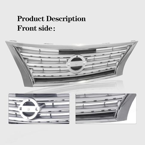 Perfit Liner Front Silver Black Grille Grill With Chrome Molding Compatible With 2013-2015 NISSAN Sentra Fits NI1200252 623103SH0A in Saudi Arabia