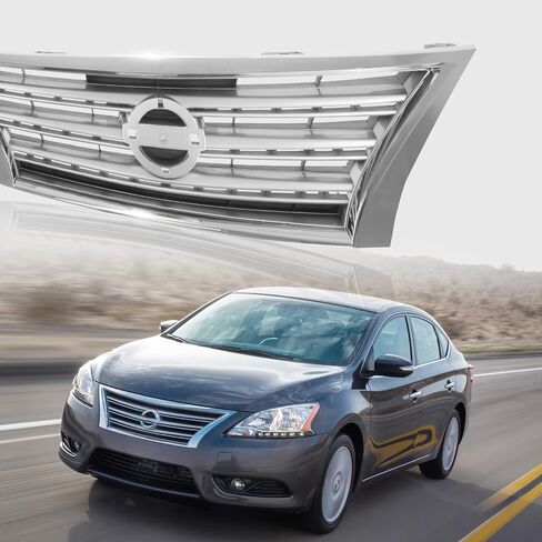 Perfit Liner Front Silver Black Grille Grill With Chrome Molding Compatible With 2013-2015 NISSAN Sentra Fits NI1200252 623103SH0A in Saudi Arabia