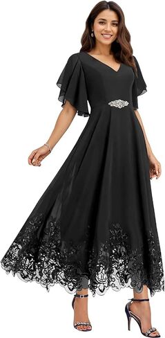 Tea Length Mother of The Bride Dresses for Wedding Chiffon Lace Formal Dresses for Women 2025 Elegant in Saudi Arabia