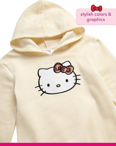 Hello Kitty Girls' Sweatsuit Set - 2 Piece Hoodie Sweatshirt and Joggers Sweatpants - Cargo Pants Set for Girls (2T-12), Size 8/10, Black in Kuwait