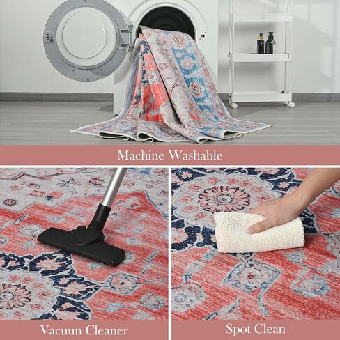 Vintage Entryway 2x3 Rug, Machine Washable Small Medallion Area Rug, Soft Non-Slip Stain Resistance Boho Throw Rugs, Low-Pile Indoor Door Mat for Kitchen Bedroom Hallway Entry, Green in Kuwait