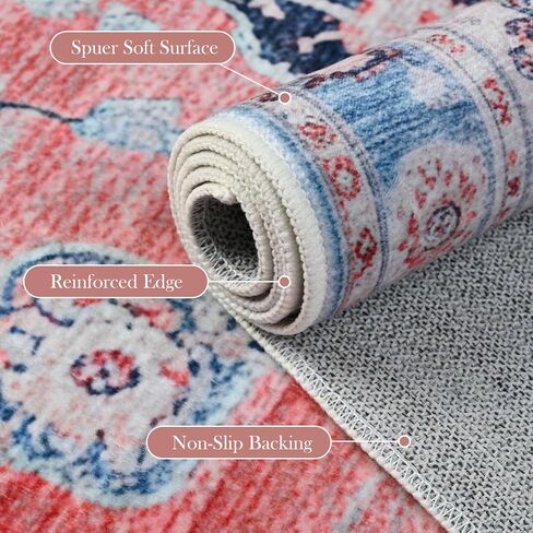 Vintage Entryway 2x3 Rug, Machine Washable Small Medallion Area Rug, Soft Non-Slip Stain Resistance Boho Throw Rugs, Low-Pile Indoor Door Mat for Kitchen Bedroom Hallway Entry, Green in Kuwait