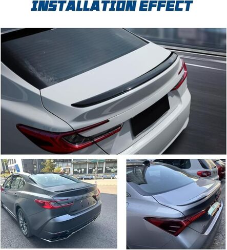 سبويلر لسيارة كامري 2018-2023 بدون حفر ABS جناح سبويلر خلفي متوافق مع كامري SE XSE L LE XLE Hybrid (أسود لامع) in Kuwait