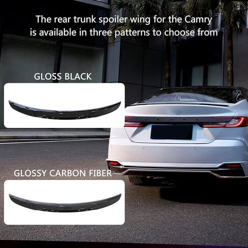 سبويلر لسيارة كامري 2018-2023 بدون حفر ABS جناح سبويلر خلفي متوافق مع كامري SE XSE L LE XLE Hybrid (أسود لامع) in Kuwait