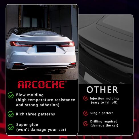 سبويلر لسيارة كامري 2018-2023 بدون حفر ABS جناح سبويلر خلفي متوافق مع كامري SE XSE L LE XLE Hybrid (أسود لامع) in Kuwait