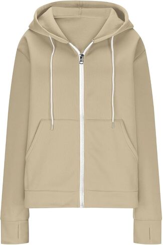 Womens Hoodies Oversized Zip Up Sweatshirt Trendy Outfits Casual Hooded Jackets Winter Fall Fashion Clothes in Saudi Arabia